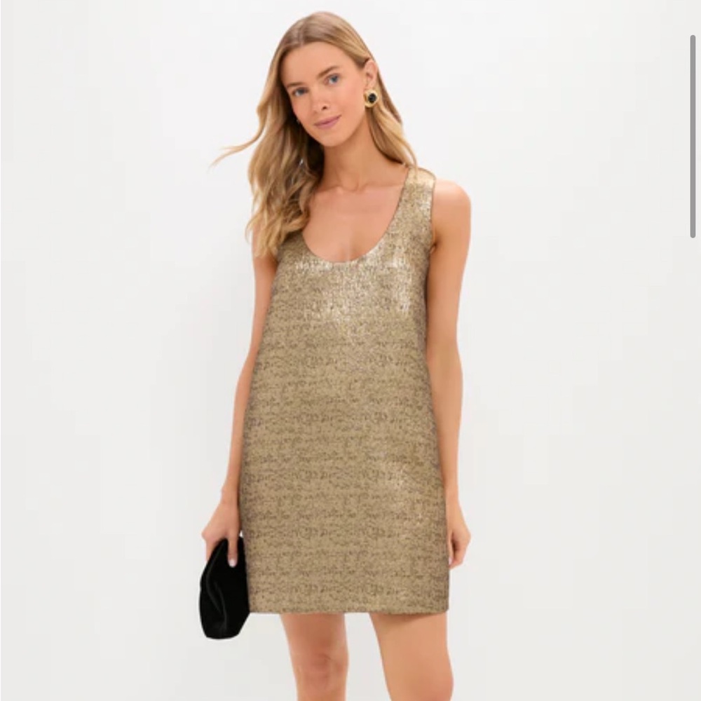 NWT Tuckernuck Gold Textured Jacquard Mollie Dress